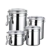 Sealed cans, coffee cans, candy cans, milk powder cans, tea cans, dried fruit powder cans, milk tea shop stainless steel 410 four-piece set Item Picture